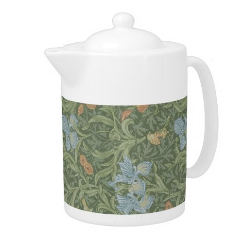 William Morris Vintage Leaves Floral Bird Iris Teapot