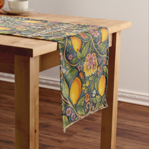 William Morris vintage lemon Fruit Floral pattern Short Table Runner