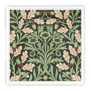 William Morris Vintage Oak Black Red Pattern Acrylic Tray