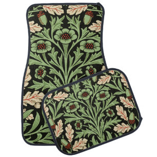 William Morris Vintage Oak Black Red Pattern Car Floor Mat