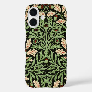 William Morris Vintage Oak Black Red Pattern iPhone 16 Case