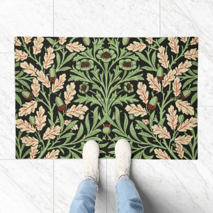 William Morris Vintage Oak Black Red Pattern Doormat