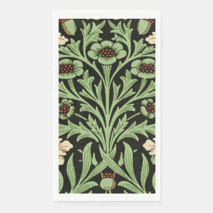 William Morris Vintage Oak Black Red Pattern Paper Guest Towels