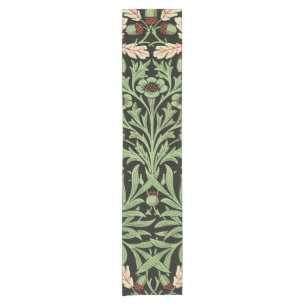 William Morris Vintage Oak Black Red Pattern Short Table Runner