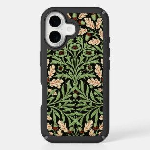 William Morris Vintage Oak Black Red Pattern iPhone 16 Case