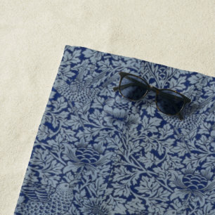 William Morris Vintage Pattern Bird and Anemone Beach Towel