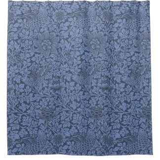 William Morris Vintage Pattern Bird and Anemone Shower Curtain