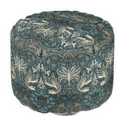 William Morris Vintage Peacock and Dragon Pattern Pouf