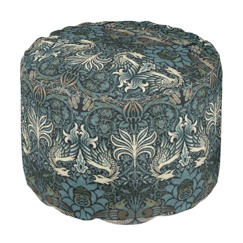 William Morris Vintage Peacock and Dragon Pattern Pouf