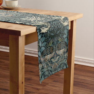 William Morris Vintage Peacock and Dragon Pattern Short Table Runner