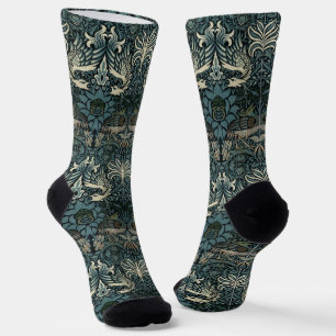 William Morris Vintage Peacock and Dragon Pattern Socks