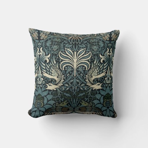 William Morris Vintage Peacock and Dragon Pattern Throw Pillow