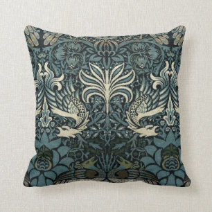 William Morris Vintage Peacock and Dragon Pattern Throw Pillow