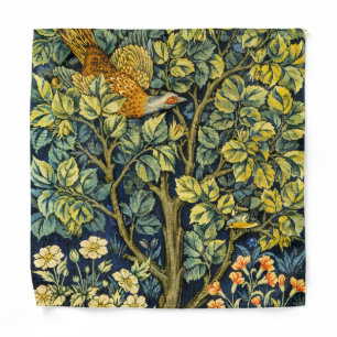 William Morris Vintage Pheasant Squirrel Flower Bandana