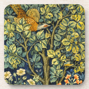 William Morris Vintage Pheasant Squirrel Flower Beverage Coaster