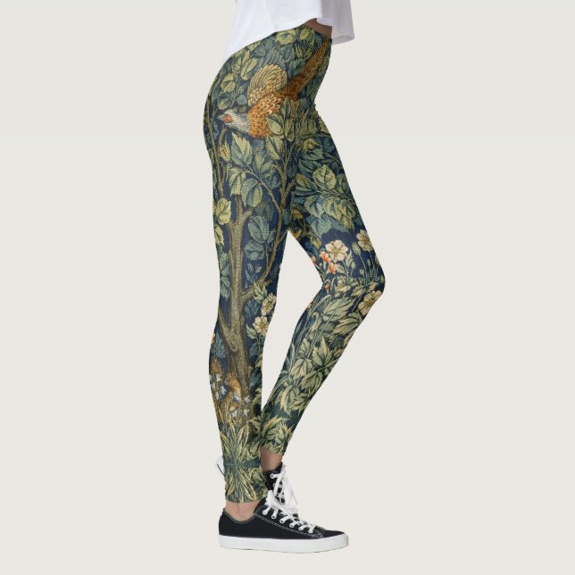 William Morris Vintage Pheasant Squirrel Flower Leggings (Right)
