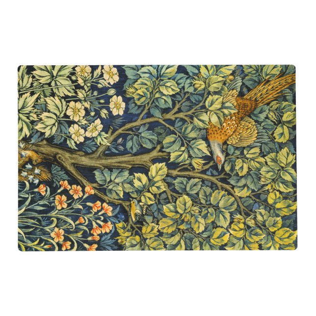 William Morris Vintage Pheasant Squirrel Flower Placemat (Front)