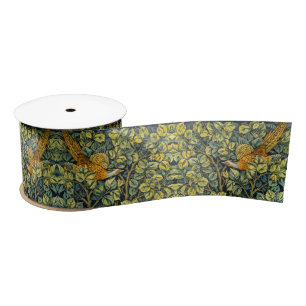 William Morris Vintage Pheasant Squirrel Flower Satin Ribbon