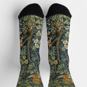 William Morris Vintage Pheasant Squirrel Flower Socks