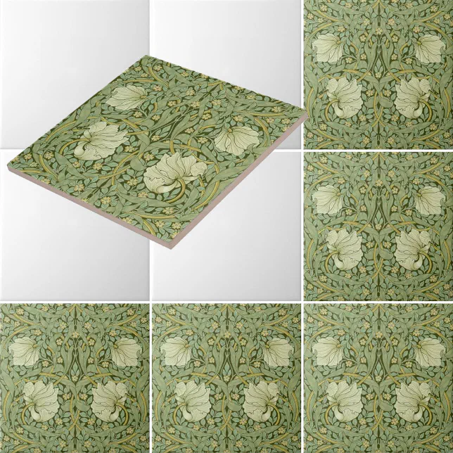 William Morris Vintage Pimpernel Floral Pattern Ceramic Tile | Zazzle