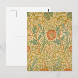 William Morris Vintage Pink and Rose Pattern Postcard