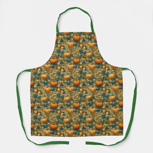 William Morris Vintage Pumpkin Patch Thanksgiving  Apron (Front)