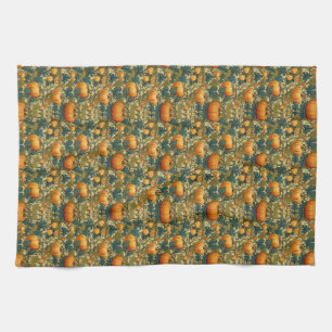 William Morris Vintage Pumpkin Patch Thanksgiving Kitchen Towel