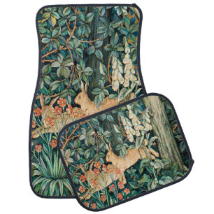 William Morris Vintage Rabbit Garden Floral Art Car Floor Mat