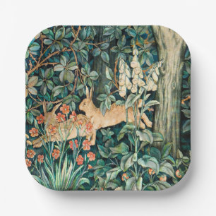 William Morris Vintage Rabbit Garden Floral Art Paper Plates