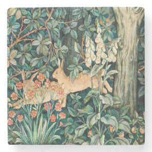 William Morris Vintage Rabbit Garden Floral Art Stone Coaster