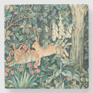 William Morris Vintage Rabbit Garden Floral Art Stone Coaster