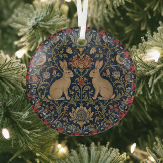 William Morris Vintage Rabbit Pattern Glass Ornament