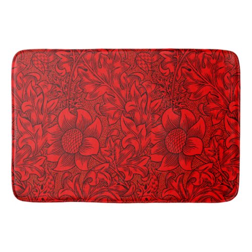 William Morris Vintage Red Floral Pattern Bath Mat