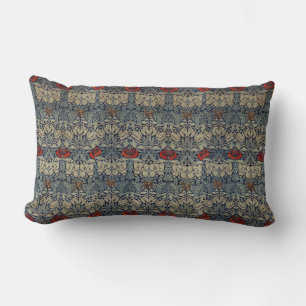 William Morris Vintage Red Floral Pattern Lumbar Pillow