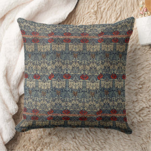 William Morris Vintage Red Floral Pattern Throw Pillow