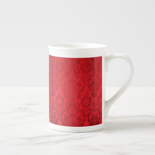 William Morris Vintage Red Stamped Velvet Pattern  Bone China Mug