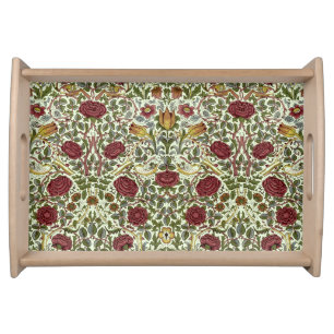 William Morris Vintage Rose & Bird Pattern Serving Tray