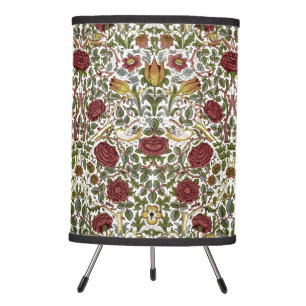 William Morris Vintage Rose & Bird Pattern Tripod Lamp