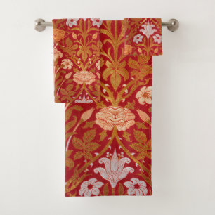 William Morris Vintage Rose & Lily Floral Pattern Bath Towel Set
