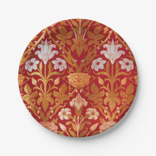 William Morris Vintage Rose & Lily Floral Pattern Paper Plates