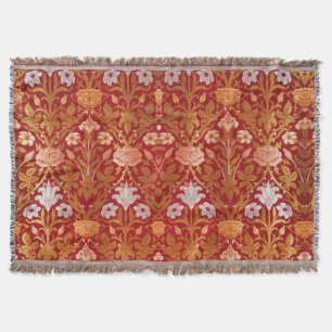 William Morris Vintage Rose & Lily Floral Pattern Throw Blanket