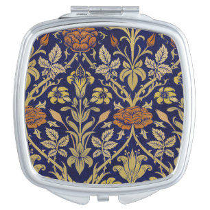 William Morris Vintage Rose & Lily Flower Pattern Compact Mirror