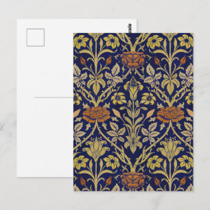 William Morris Vintage Rose & Lily Flower Pattern Postcard