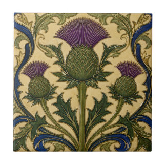 William Morris vintage Scottish thistle floral Ceramic Tile