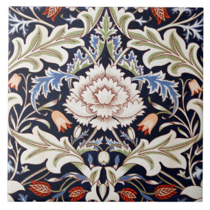 William Morris Vintage Severn Blue Floral Flowers Ceramic Tile