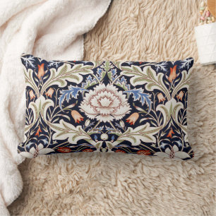 William Morris Vintage Severn Blue Floral Flowers  Lumbar Pillow