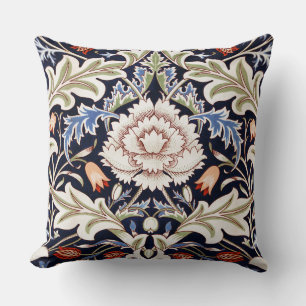 William Morris Vintage Severn Blue Floral Flowers Throw Pillow