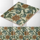 William Morris Vintage Single Stem Pattern Ceramic Tile<br><div class="desc">This is a digitally enhanced print derived from an antique 1905 block printed Single Stem pattern on sidewall paper with "Morris & Co." label featuring flowers and scrolling foliage with pale foliage arabesque underlay. Morris and Company was founded by William Morris. William Morris was a Victorian era poet, novelist, textile...</div>