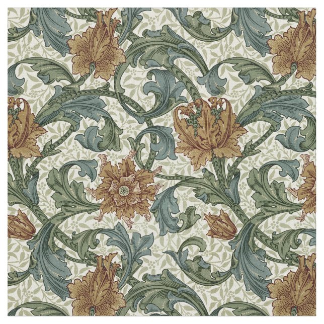 William Morris Vintage Single Stem Pattern Fabric (Close Up)