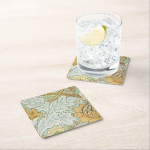 William Morris Vintage St James Acanthus Design Square Paper Coaster